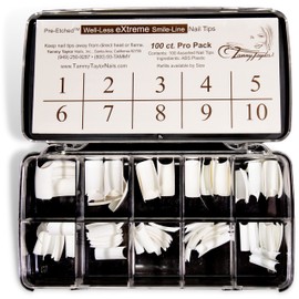 Tammy Taylor Extreme Smile Line Nail Extensions | Full Coverage, Natural Lightweight, Long Lasting, Salon Grade Professional Pre Etched Acrylic Nail Tips | Well-Less Fake Nails, 100 count