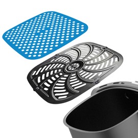 Upgraded Air Fryer Replacement tray with silicone liner set for Chefman TurboTouch Easy View Air Fryer 8 QT - Food Grade Non-Stick Air fryer Grill Pan With Rubber Bumpers,Dishwashers