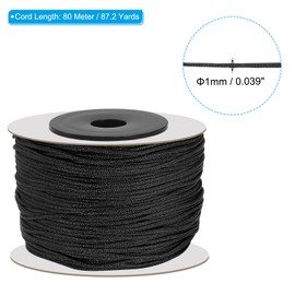 PATIKIL 1mm x 87 Yard Nylon Satin Cord, Nylon Beading String Knotting Cord Chain Braided Rope for Bracelets Jewelry Trim Chinese Knot, Black