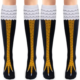 2-Pack Novelty Funny Crazy Socks Chicken Leg Socks Womens Mens Knee-High Turkey Socks Funny Gifts (Medium, Black)