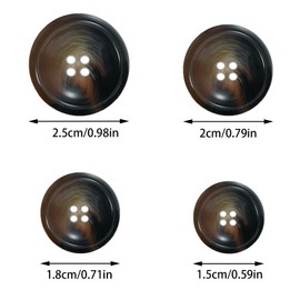 40-Pcs Mixed Resin Sewing Buttons Suits Coats Buttons 4-Hole Craft Round Blazer Buttons Tortoise Shell Buttons for Sewing Crafts Clothes Decorations (Brown 4 Sizes: 15mm, 18mm, 20mm, 25mm)