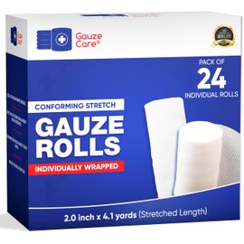 Gauze Rolls 2 inch Pack of 24 – Premium Quality Lint and Latex-Free Rolled Gauze 2 inches x 4.1 Yards - Conforming Stretch Bandages Designed for Effective Wound Care & Comfort