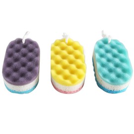 Supvox Bath sponge stool sponge pad massager scrub skin massager for women men 3 pieces (yellow red blue)