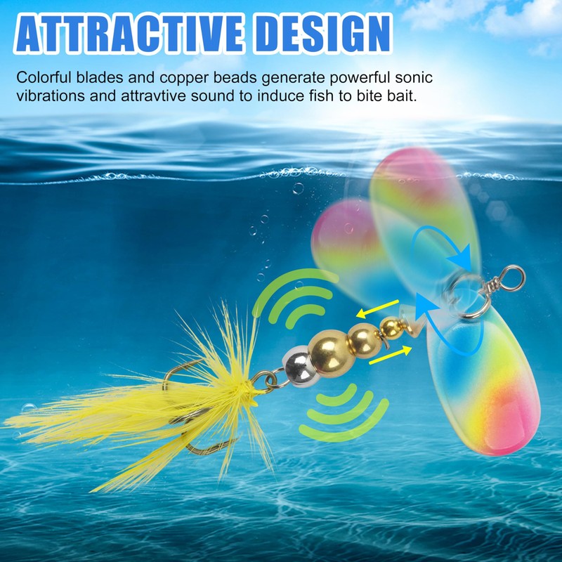 Fishing Lures Spinner Baits Kit, 10pcs Inline Spinnerbait with Rooster