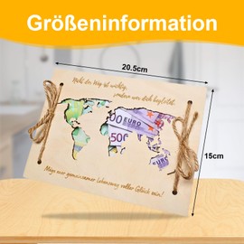 Hurifeng Wooden Money Gift Birthday - Creative Money Gift Packaging Made of Lime Wood - Unique Birthday Gift for Men and Women (World Map)