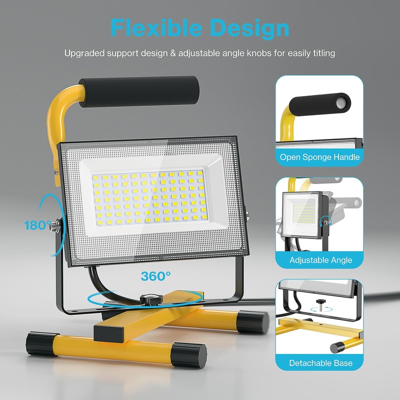 Olafus 60W LED Work Lights, 8400LM Portable Flood Light with