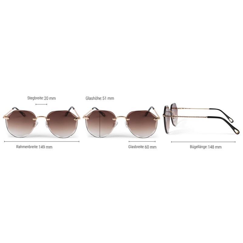 styleBREAKER 09020106 Women's Aviator Sunglasses Frameless with Tinted Lenses in