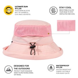 TOP-EX Sun Hat for Women Wide Brim SPF 50 UV Protection with Chin Strap Packable Bucket Hat for Travel Beach Outdoor Summer Waterproof Lightweight Gardening H iking Fishing Camping Pink L