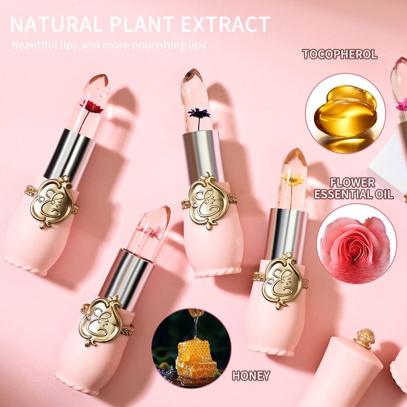 6 Packs Flower Jelly Lipstick Set Magic Temperature Color Change