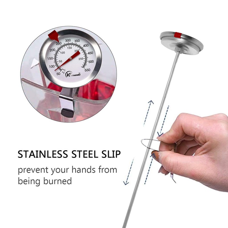 KT THERMO Deep Fry Thermometer with Instant Read,Oil Thermometer(2-Pack),12” Stainless