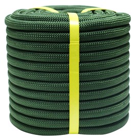 Double Braided Arborist Rope - 1/2 Inch x 50 Feet Polyester Rope - High Strength Climbing Rope for Tree Work, Halyard, Sailing (ArmyGreen)