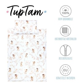 TupTam Children's Bed Linen Set Baby Bedding Duvet Cover 100 x 135 120 x 90 cm Pillowcase 40 x 60 cm Boys Girls 2-Piece Set Colour: Beige/Fairies, Size: 120 x 90 cm