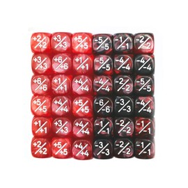 36pcs 12mm Positive and Negative Dice Counters Marble Red+Gemini Red&Black Set, Small Token Dice Loyalty Dice Compatible with MTG, CCG, Card Games