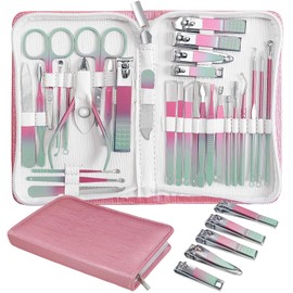 Nail Clippers Set 30 Pcs Professional Grooming Kits, Fingernail and Toenail Clipper Cutters, Ear Wax Removal Kit, Pedicure Tools, Manicure Tools with Luxurious Travel Case