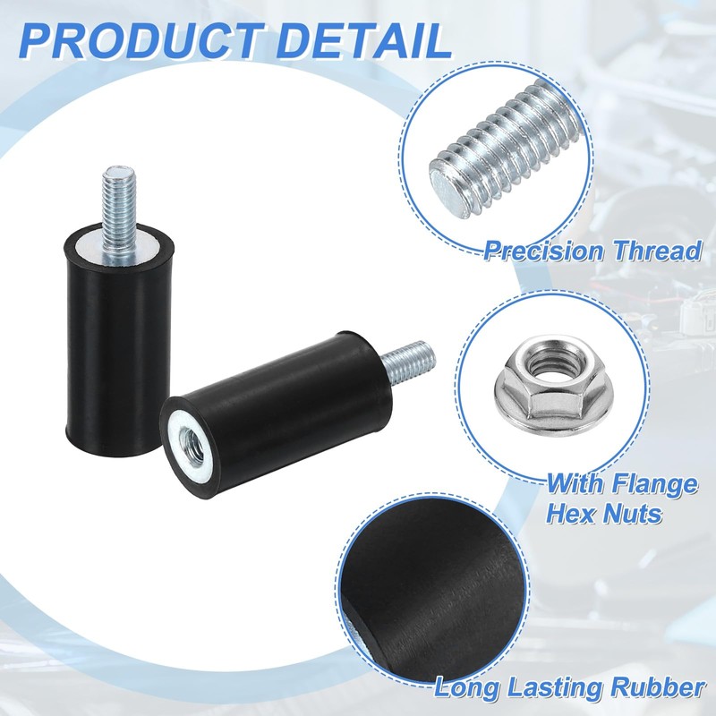 uxcell M5 Rubber Mounts, 2Pcs 15x30mm(DxH) Rubber Cylindrical Anti Vibration