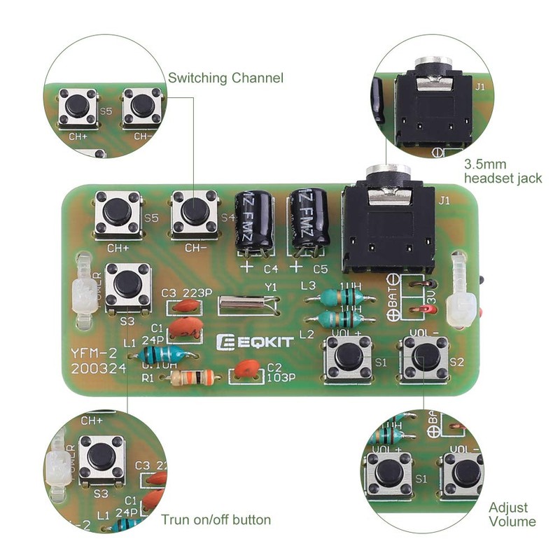 2 PCS DIY Radio Kit, Icstation FM Radio Kit 76MHZ-108MHZ