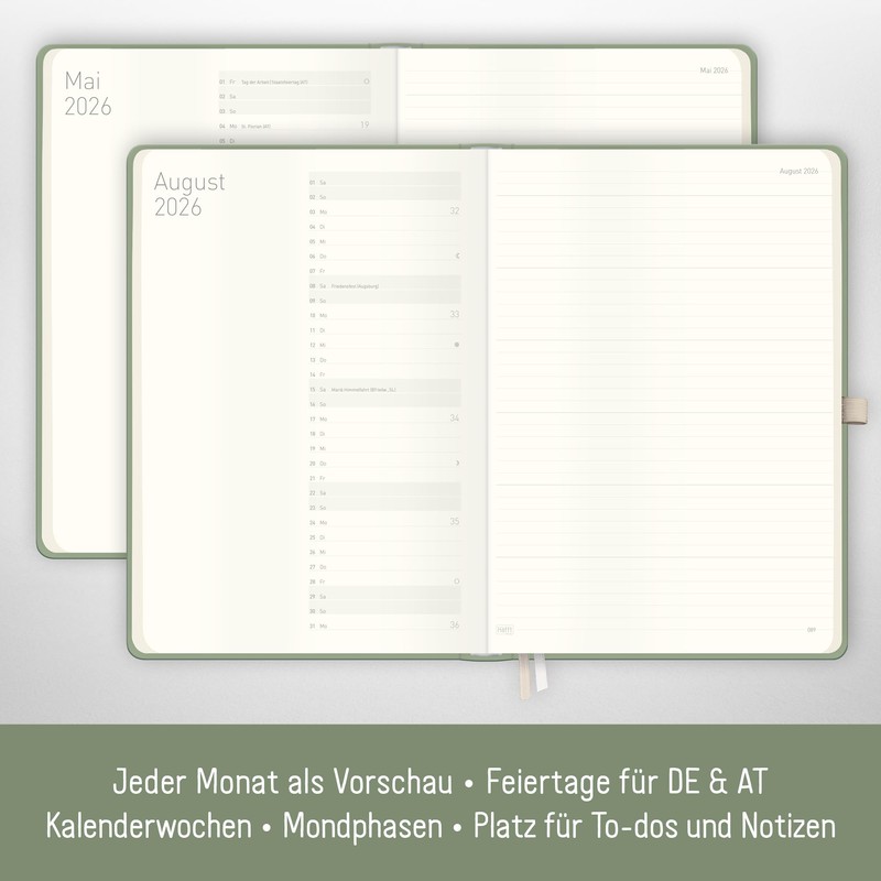 Häfft® Weekly Note Calendar 2026 A4 "Fine Flowers" Book Calendar,