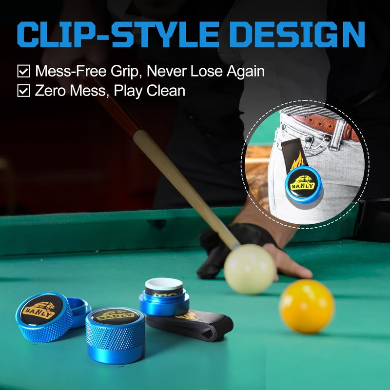 Banly Magnetic Pool Chalk Holder with Fixed Belt Clip, Portable