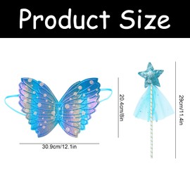 Luckious Colorful Butterfly Wings and Magic Wand Set Adorable Costume Accessories for Children's Performances,Parties,and Photo Shoots Perfect for Festive Celebrations