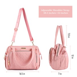 FHELAD Diaper Bag Tote, Baby Diaper Tote Bag with 13 Pockets, Large Tote Diaper Bag for Baby Girl, Crossbody Girl Diaper Tote (Pink)