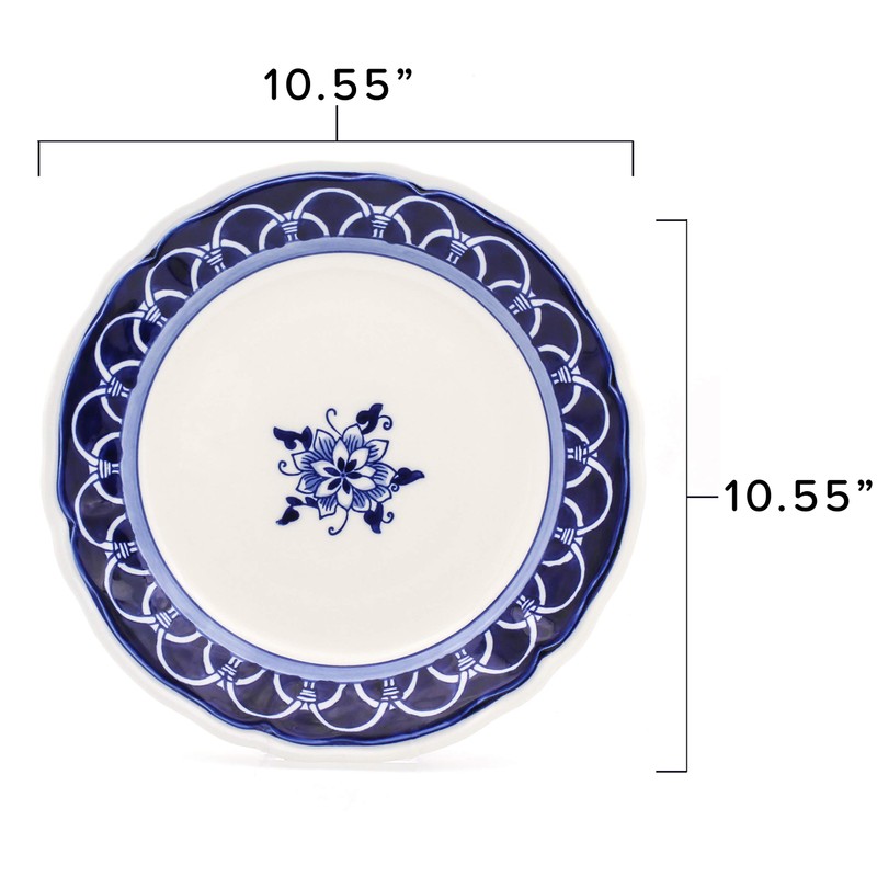 Euro Ceramica Blue Garden 16 Piece Oven Safe Hand Painted