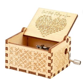 Huifengjie Wooden Music Box, Can't Help Falling in Love Hand Crank Music Boxes, Antique Carved Vintage Design, Wooden Music Box for Birthday, Valentine's Day, Anniversary, Christmas Gift