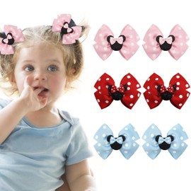 AYNKH 3 Pairs Hair Clips for Girls, Cute Bows Polka Dot Barrettes Kids Hair Accessories for Birthday Children's Day