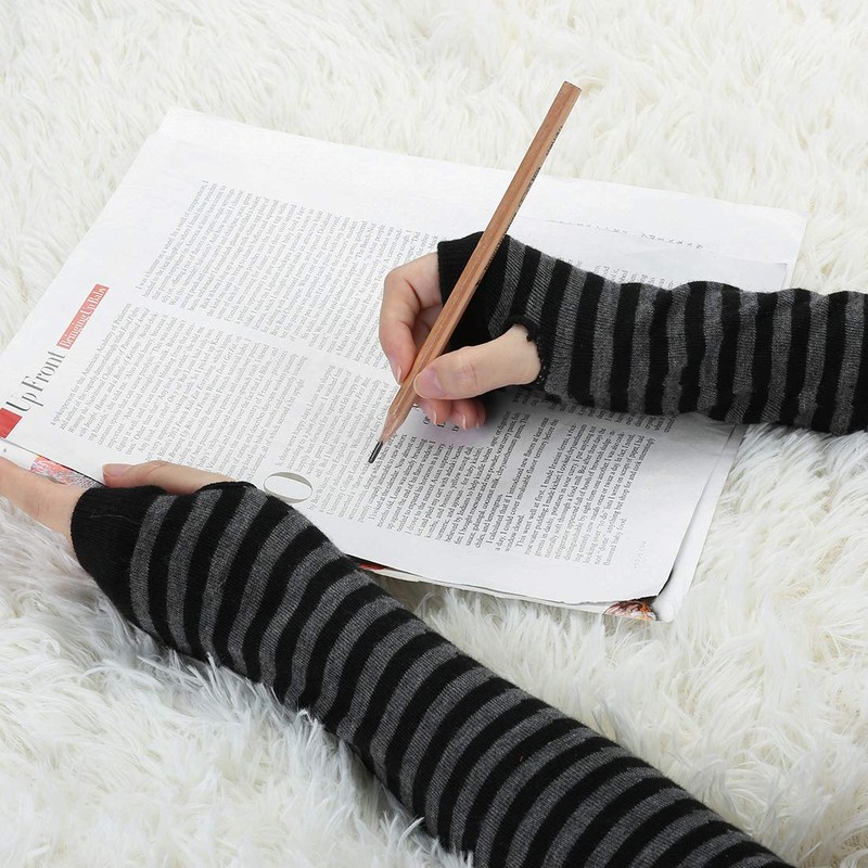 sourcing map Women's Arm Warmers Winter Knitted Cold Elbow Long