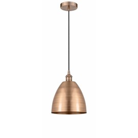 Innovations Lighting Edison Dome - 1 Light Cord Hung Mini Pendant in Industrial Style-12.88 Inches Tall and 9 Inches Wide-Antique Copper Fini