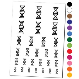 DNA Molecule Double Helix Science Symbol Temporary Tattoo Water Resistant Fake Body Art Set Collection - Black (One Sheet)