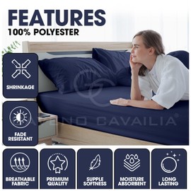 Microfiber Pillow Cases 2 Pack | Easy Care Plain Dyed Wrinkle, Fade Resistant Navy Bedding | Super Soft Breathable Microfibre Pair of Pillowcases