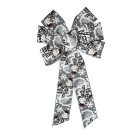 Dogwood Farm Market 10" HandMade Black & White Snowman Christmas Wired Wreath Bow Tree Holiday Truck