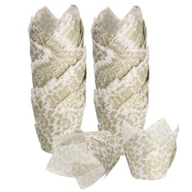 sourcing map 150 Pcs Tulip Baking Cups Cupcake Muffins Liners Paper Greaseproof Wrappers for Wedding Birthday Party Festivals Christmas, White