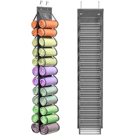 Legging Storage Bag Hanging Closet Organizers Can Holds 24 Leggings or Shirts Jeans Compartment Storage, Foldable Clothes Wardrobe Closets Roll Holder for Yoga Pants, Tank Top, Towel, T-Shirts