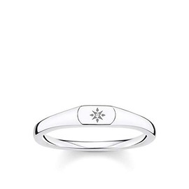 Thomas Sabo Signet Style Star Silver Ring, 925 Sterling Silver, White, Silver