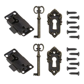 The Lord of the Tools Set of 2 Cabinet Locks Antique Vintage Decorative Drawer Cabinet Lock Metal Zinc Alloy Furniture Lock Bronze 45 mm x 23.5 mm