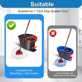 4 Pack Spin Mop Replacement Head Compatible with O Cedar EasyWring 1 Tank Microfiber, 30-58" Mop Handle, Upgraded Triangle Mop Base and Scrub Brush Combo Set (Grey)