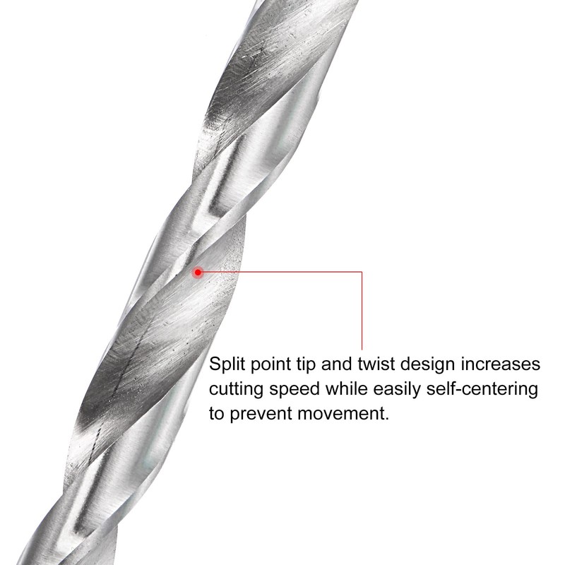 sourcing map Spiral Drill Bit Extra Long High Speed Steel