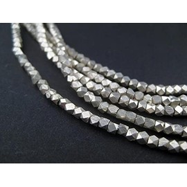 Cornerless Cube Beads - Full Strand of Faceted Ethnic Metal Spacers - The Bead Chest (2mm, Silver)