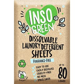 InsoGreen Hojas De Detergente Para Ropa Sin Perfume - 40 Hojas De Detergente Ecológico Para Hasta 80 Cargas - Cero Envases De Plástico, Hojas De Deter