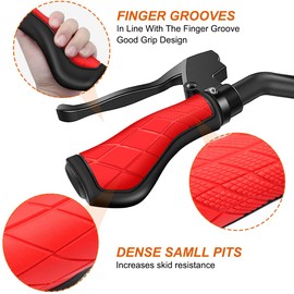 REETEE Bicycle Grips Ergonomic MTB Grips Non-Slip Rubber Handlebar Grips Bicycle Handlebar Grips for 22.2 mm E-Bike, Trekking Bike, Mountain Bike, Scooter Bicycle Grips (Red)