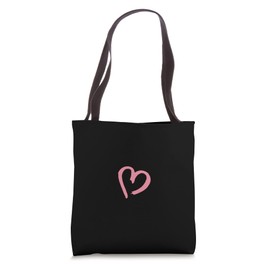 Black Pink Hand Drawn Heart Shape Love Minimalist Doodle Tote Bag