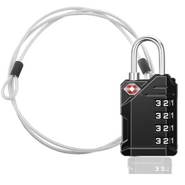 AspenSport 4-Digit TSA Lock Set of 1 - Higher Security for Suitcase Locks, Travel Luggage, Combination Locks, Cable Locks, Padlocks with Metal Strap for Various Uses (Black)