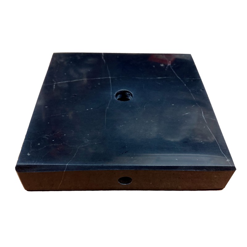 Lamp/Sculpture Base-Marble-5"-Square: Black or White (1 Pc.) (5" Marble-Square-White-No Cord