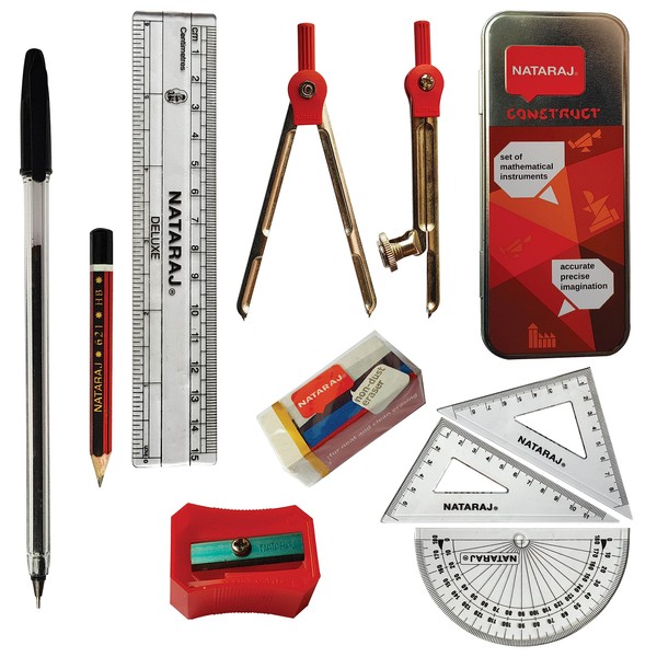 9 Pcs INSTA Maths Geometry Set, Drawing Compass Maths Protractor