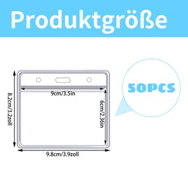 Pack of 50 ID Cards, 10 x 8 cm PVC Card Sleeves Transparent ID Card Holder Name Badges Waterproof for ID Cards School Office (Maximum Card Size: 9 x 6 cm)