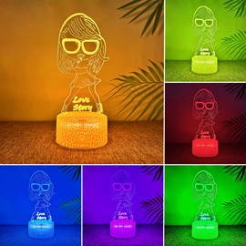 Deluisho Songstress 3D Lamp Illusion LED, 3D Night Light, 16 Colours Smart Touch, Dimmable Visual Stereoscopic Night Light, Great Gift for Kids