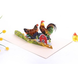 3D Pop Up Cockerel/Chicken Card | Chicken Greetings Card | Handmade Chickens Card | Get Well/Thank you Blank Card | Congratulations Card | Country Birthday Card