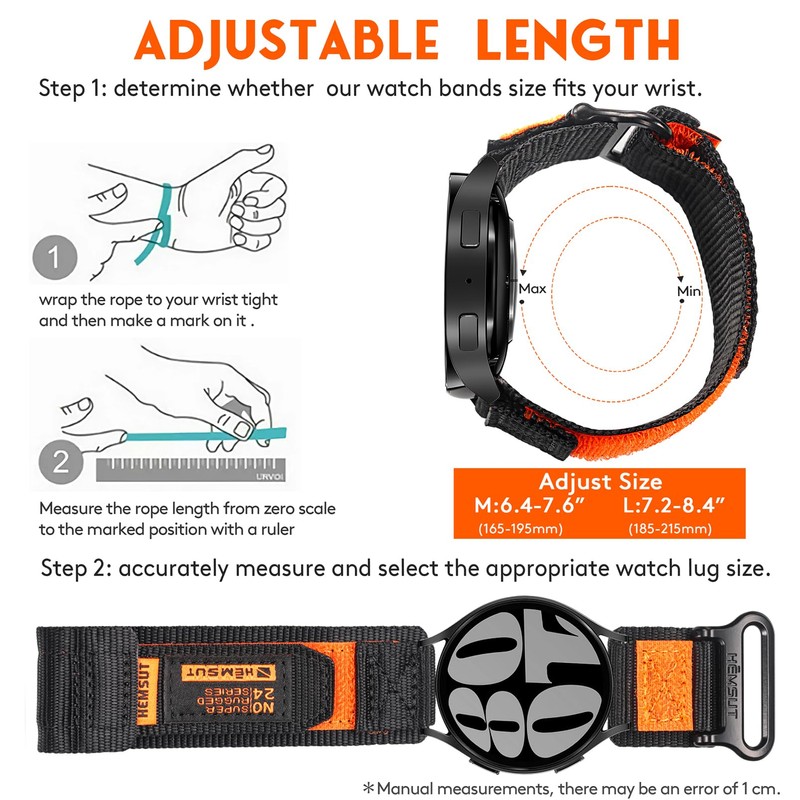 Torbollo Nylon Velcro Watch Band, 0.8 inch (20 mm), 0.9