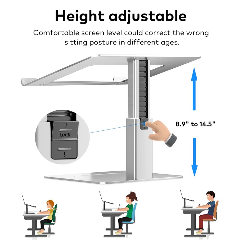 VECOFO Laptop Stand for Desk, Ergonomic Aluminum Laptop Stand Adjustable